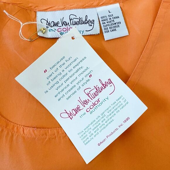 Diane Von Furstenberg Vintage Silk Tank Top Orange Women’s US Size Large - Picture 5 of 5